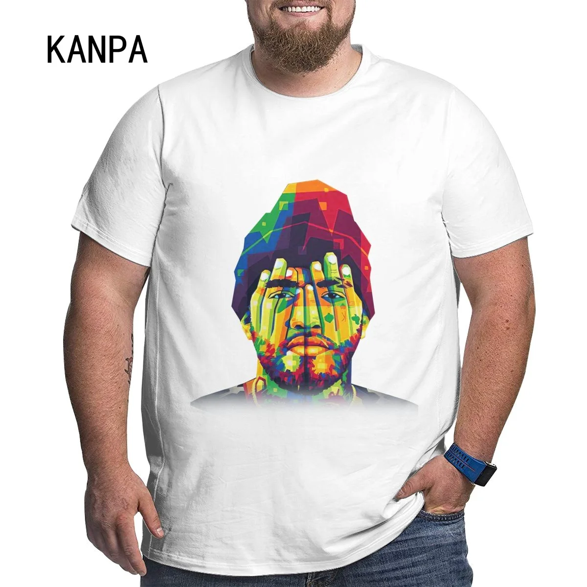 

Pop Singer Posters Design Men Plus Size Tops Tee White Cotton Short Sleeves T-shirts 6XL 5XL 4XL Big Loose T Shirts for Tall MAN