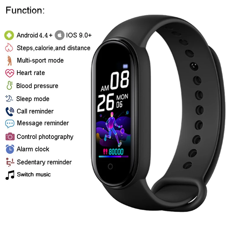 

Smart Watch M5 Heart Rate Blood Pressure Sleep Monitor Pedometer Bluetooth-compatible Connection for IOS Android Men Women