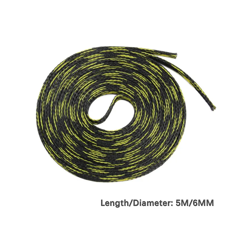 Желтый и Черный изоляционный кабель в оплетке с возможностью расширения плотный