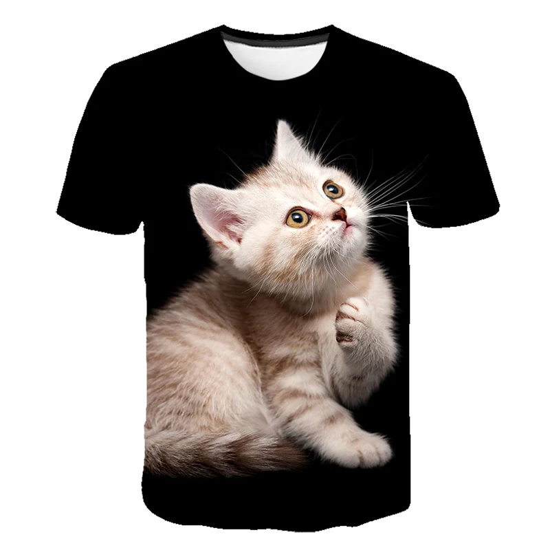 

Children Tees Girls Cute Clothes Boys Animal T Shirt Kids Cat Casual Tops Summer Oversized Fashion Baby Round Neck Short Sleeve