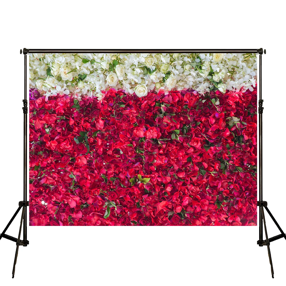 Винилбдс цветок стена фото фон Свадьба Backdrop10FT белый и красный Foral фоны для