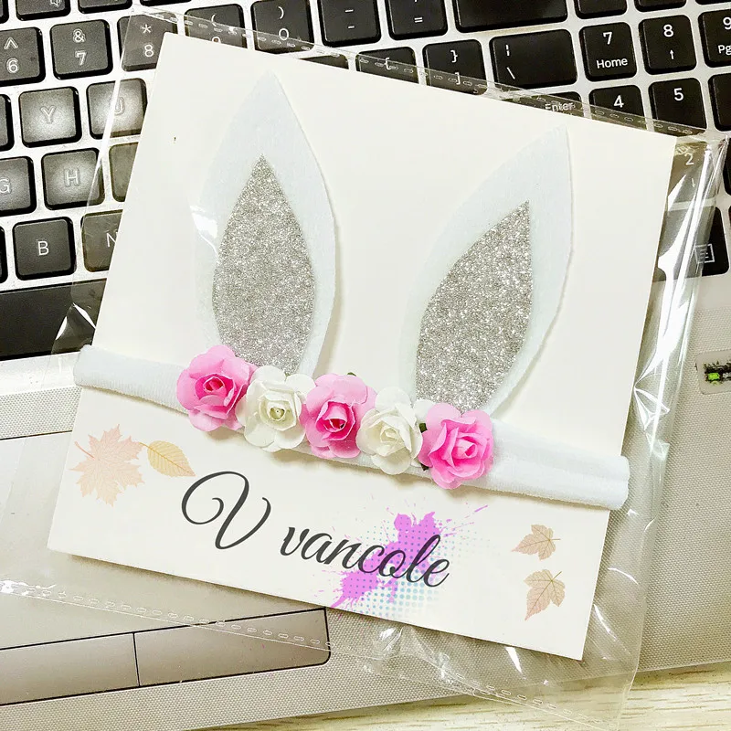 Baby Flower Headdress Nylon Rabbit's Ears Headwear Photogrpahy Prop Infant Lovely Accessory Newborn Party Hair Band |