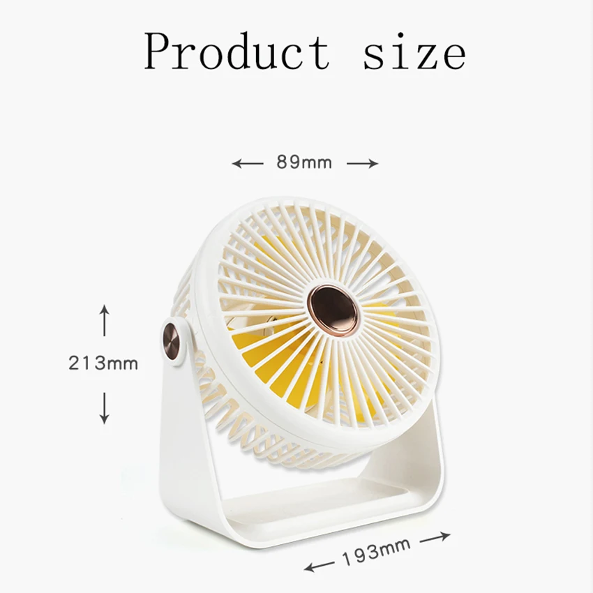 

New Desktop Charging Fan 360 Angle Adjustment Large Wind Power Supply Home Desktop Fan With Small Night Light Function Portabl