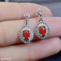 kjjeaxcmy fine jewelry natural red coral 925 sterling silver women earrings new ear studs support test beautiful