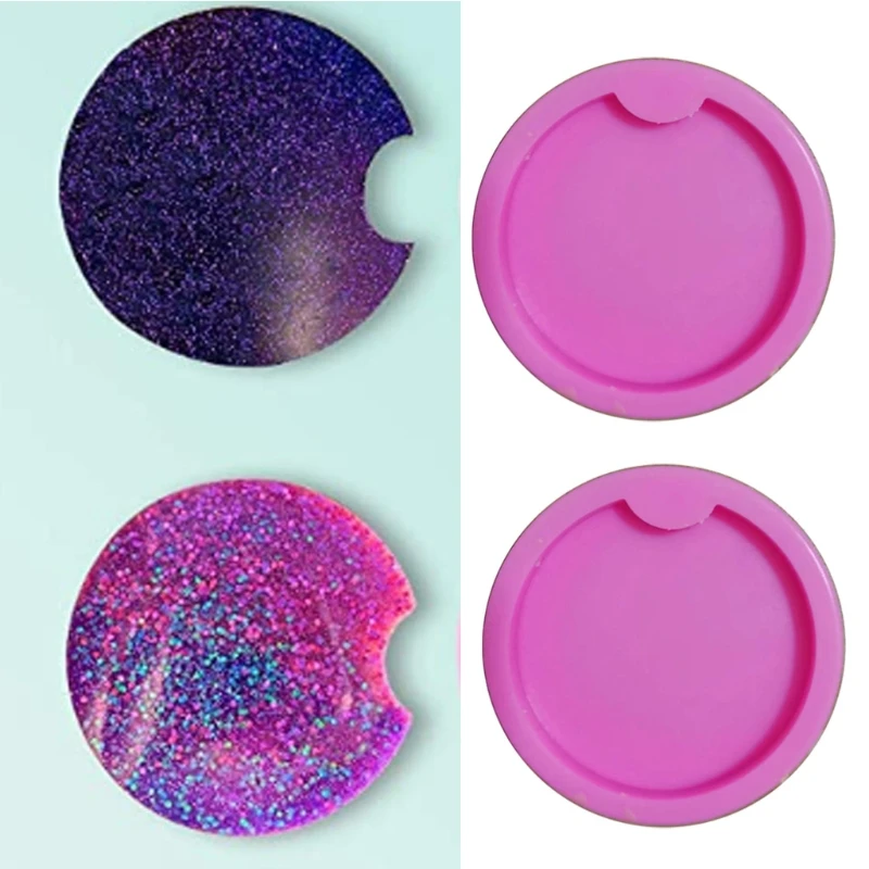 

2 Pack DIY Round Coaster Silicone Mold Round Coaster Epoxy Resin Casting Molds X7YC