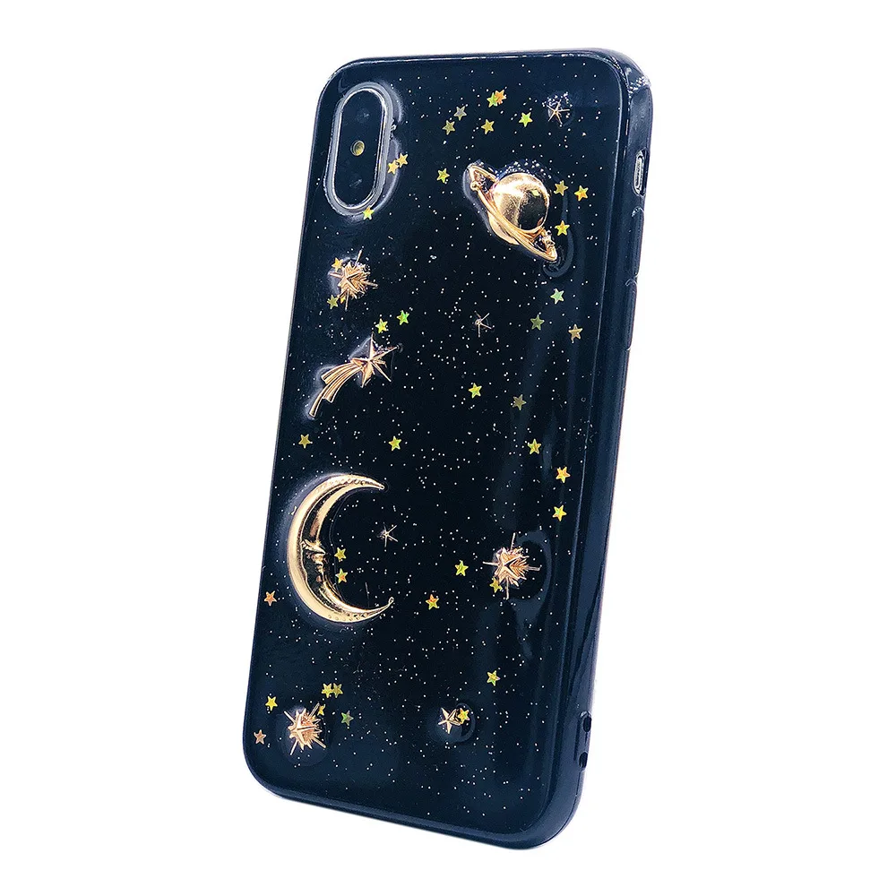 

Silicone Phone Case For Iphone 11 Epoxy Glitter Moon Starry Planet For Iphone 7 8 6