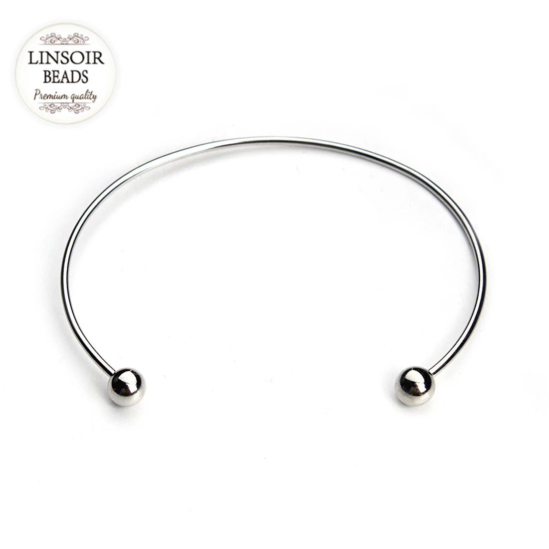 

2pcs/lot European Stainless Steel Adjustable Cuff Open Bangles for Women Expandable Wire Bangles Bracelets With Bead Charms