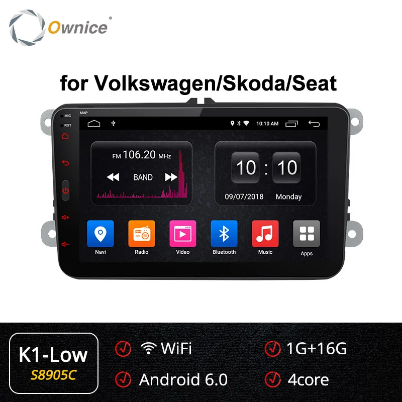 S8905 K1-Low Ownice K3 K5 K6 Android 9,0 2din автомобильный dvd-плеер для VW Polo Golf Passat Tiguan Skoda Yeti Superb Октавия Рапид Volkswagen Toledo - Цвет: S8905 K1-Low