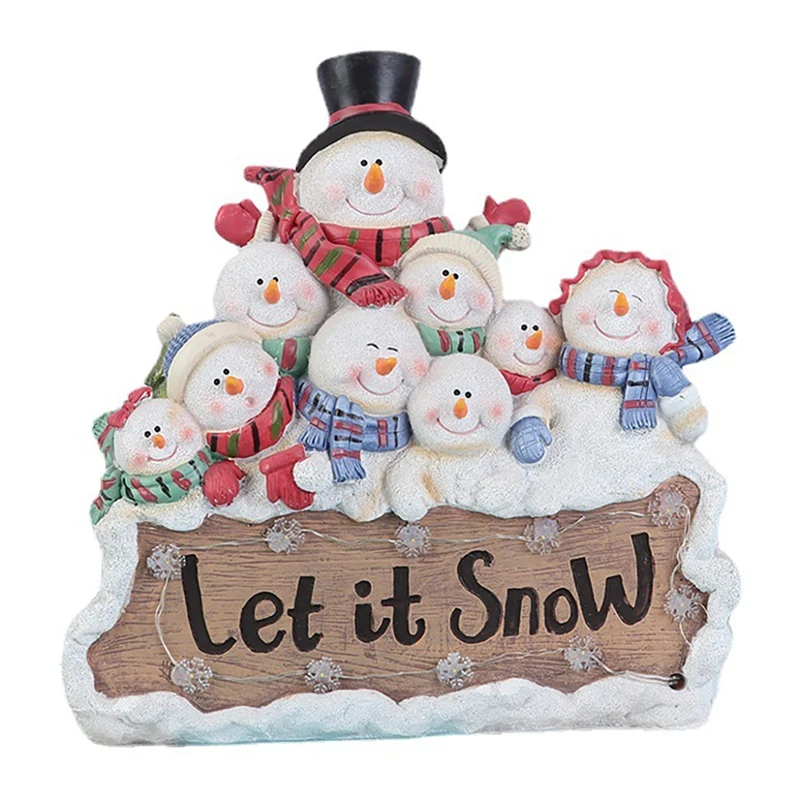 1Pcs Merry Christmas Snowman LED Holiday Light Home Lighted Snowman Christmas Table Ornaments