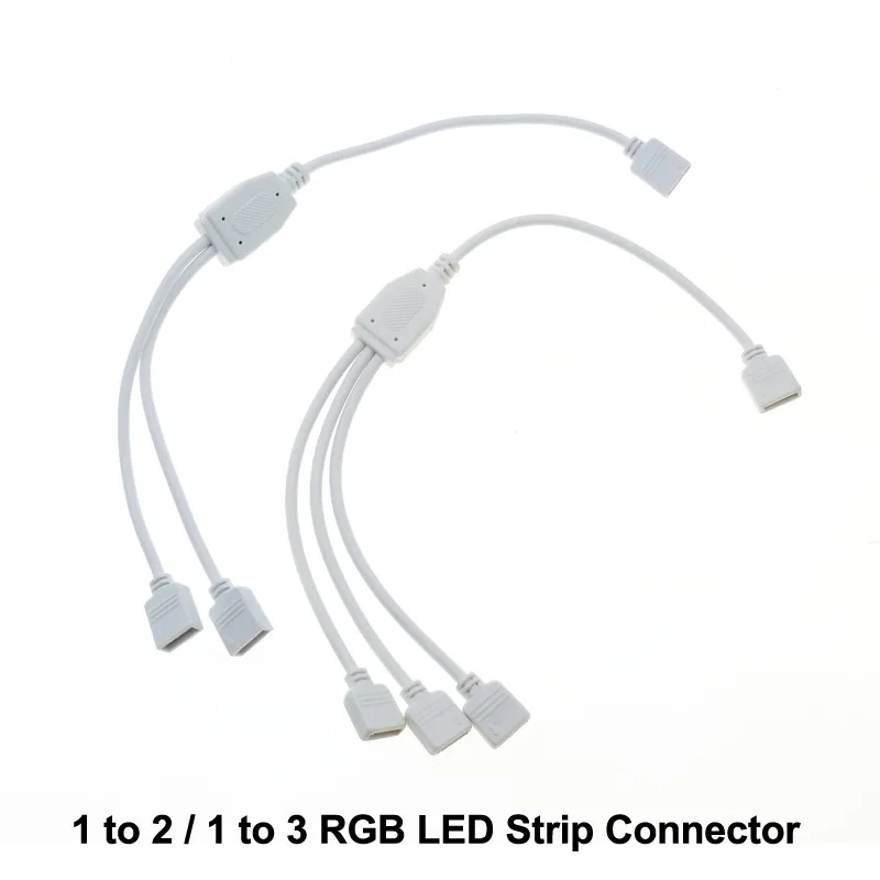 

4 Pins RGB LED tape Connector 1 to 2 3 plug power Splitter Cable 4pin female Connector wire for 3528 5050 RGB Led Strip Light