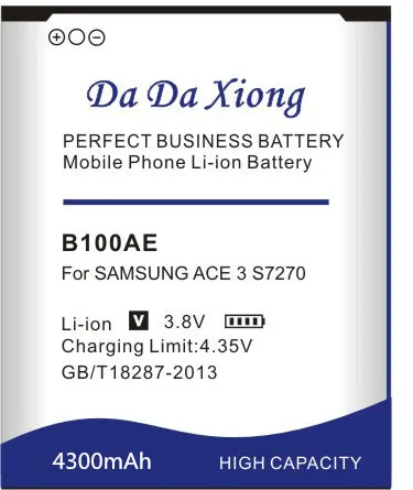 Аккумулятор Da Xiong 4300 мАч B100AE для Samsung Galaxy Ace 3 S7270 S7272 S7898 S7562C S7568i i699i s7262|battery for
