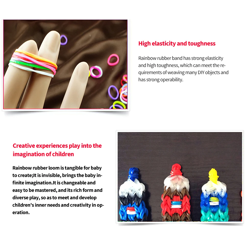 

Rainbow Hand Weaver DIY Refill Rubber Kit Children Diy Craft Toys Rubber Bands Bracelet Loom