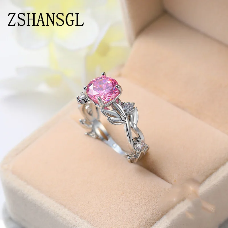 Роскошные большие синие/розовые овальные кольца с фианитами для женщин