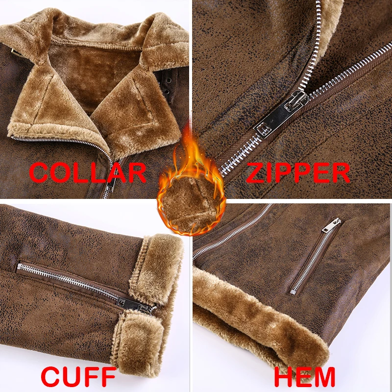 

Men Clothing Winter Jacket 2020 Fashion Turn Down Collar Male Fur Fleece Thick Coats Mens Leather Outwear Streetwear Windbreaker