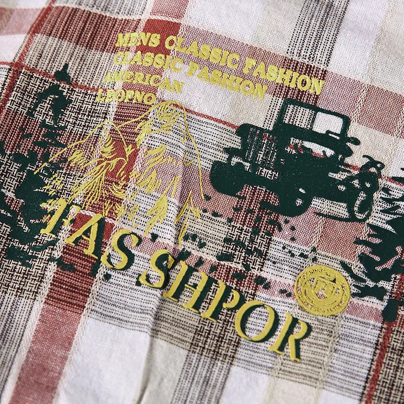 Рубашка мужская в клетку с коротким рукавом брендовая Повседневная хлопковая