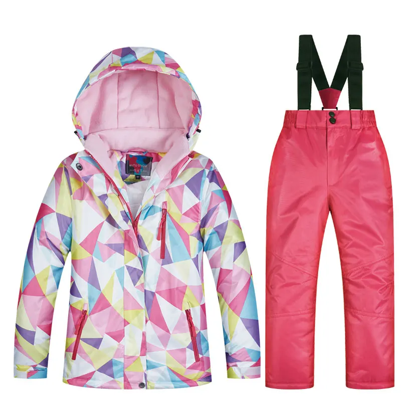 

2021 New Latest Children's Ski Suit Winter Waterproof Super Warm Colorful Girl and Boy Snow Ski Jacket and Pants Snow Boy