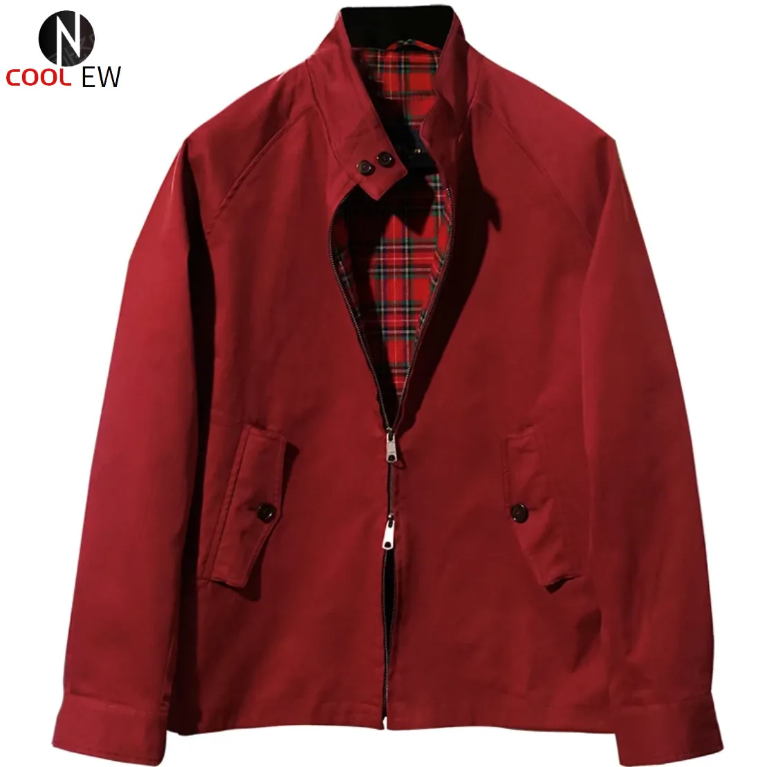 

Men's Golf Jacket Stand Collar Oversize Windproof Waterproof Motor&Biker College Coat Vintage Unisex Couple Clothing