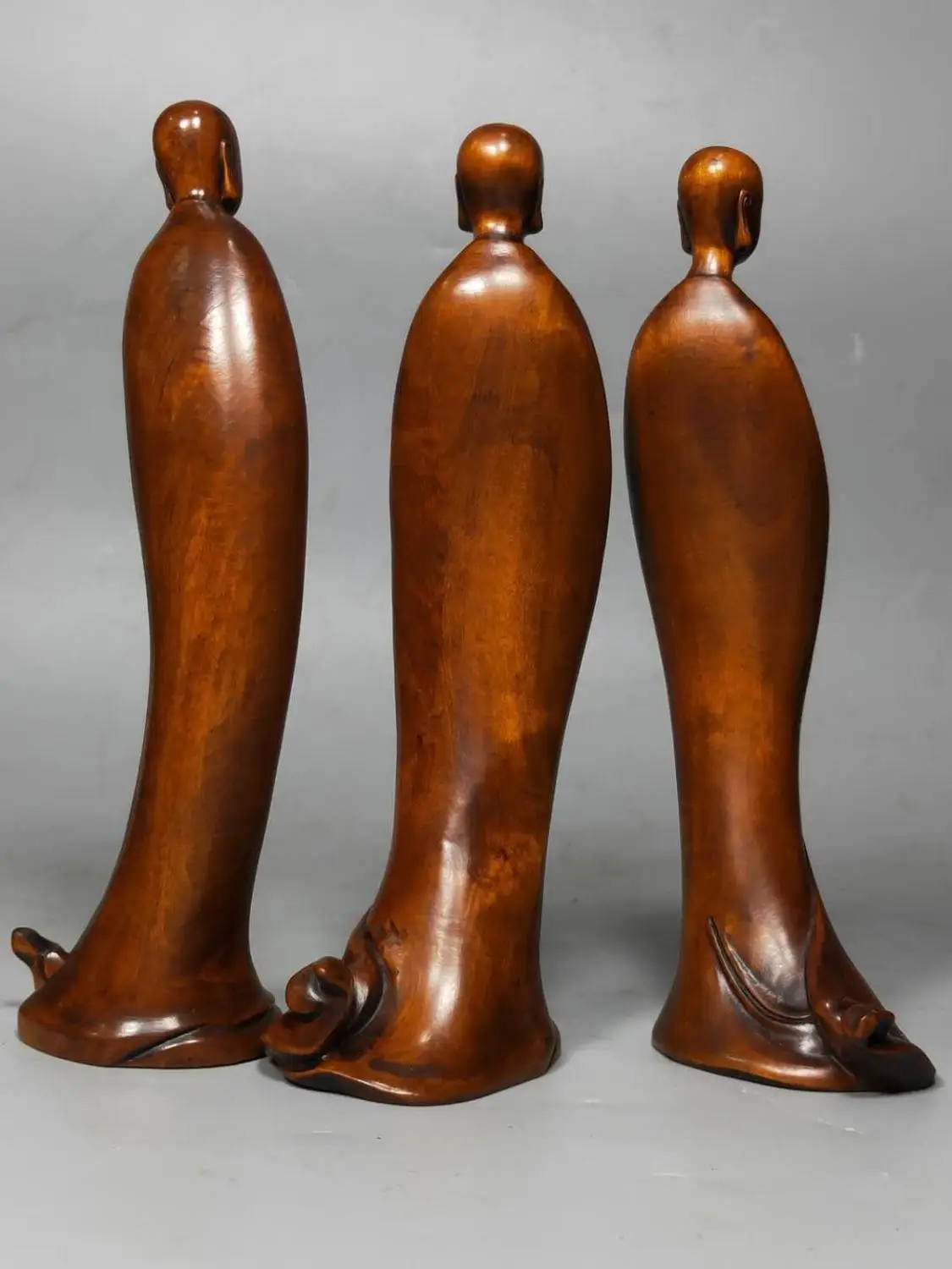 

wedding decoration Chinese Boxwood Seikos Wood Carving War Buddha Statue 3 wood carvings of buddhist monks