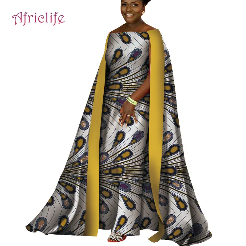 African Dresses for Women Sexy Long Dress for Party and Wedding with Long Pendulum Elegant Lady African Print Dresses WY4332