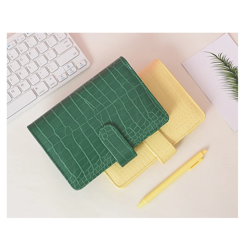 50 unids/lote Macaron cuaderno de cuero Original diario Personal organizador 6 carpeta de anillos para la Oficina de la escuela suministros-3