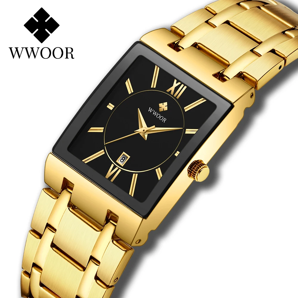 

WWOOR New Designer Watches For Women Luxury Gold Black Suqare Ladies Quartz Watch Women Dress Wrist Watch Gifts Relogio Feminino