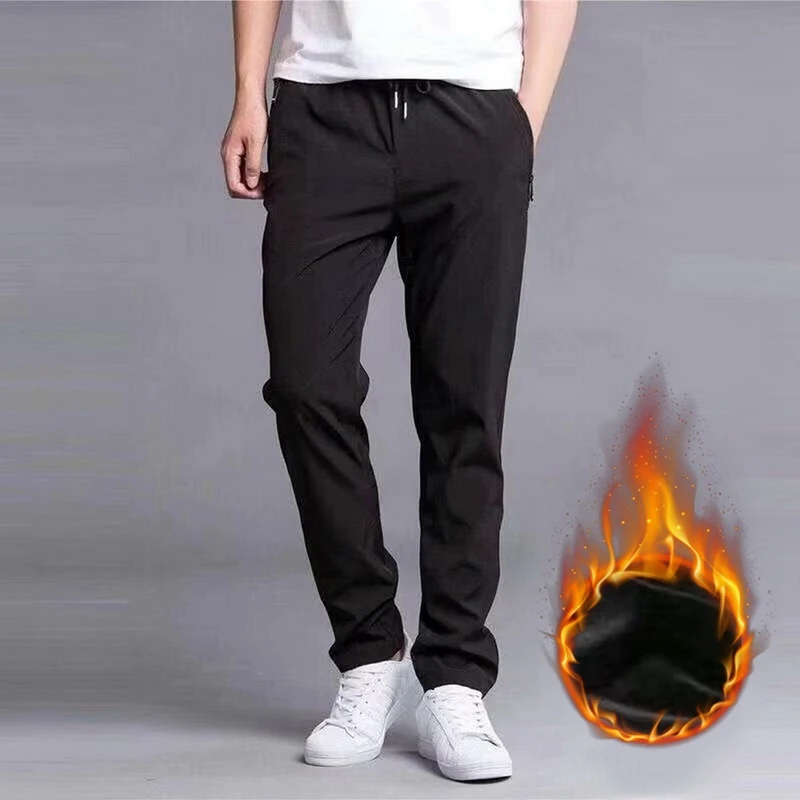 Зимние мужские штаны с меховой подкладкой джоггеры толстые спортивные брюки на