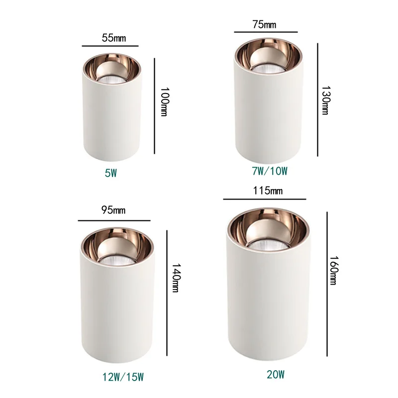 

Round Ceiling Downlights Led Spot Lights 5W 7W 10W 12W 15W 20W Surface Mounted Downlights Down Lights Lighting Fixture for Home