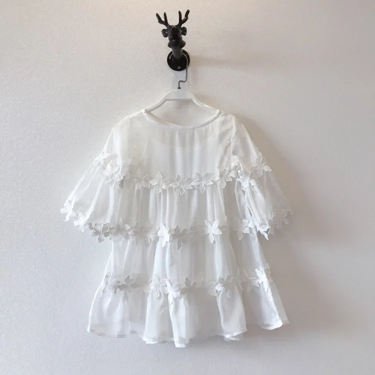 Летнее кружевное платье для мамы и девочки Пляжная Одинаковая одежда семьи