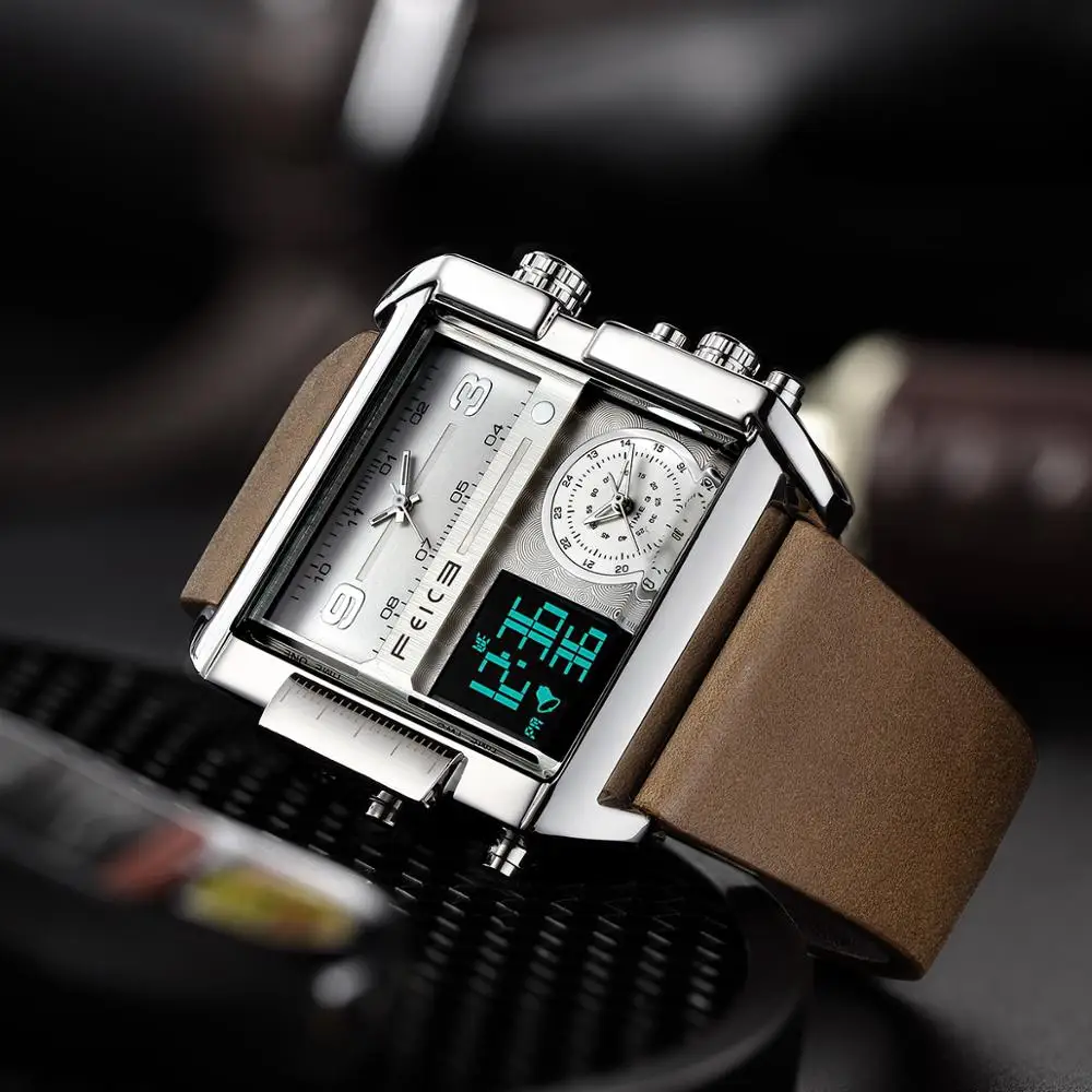 Часы наручные FEICE FK030 Мужские кварцевые квадратные модные многофункциональные