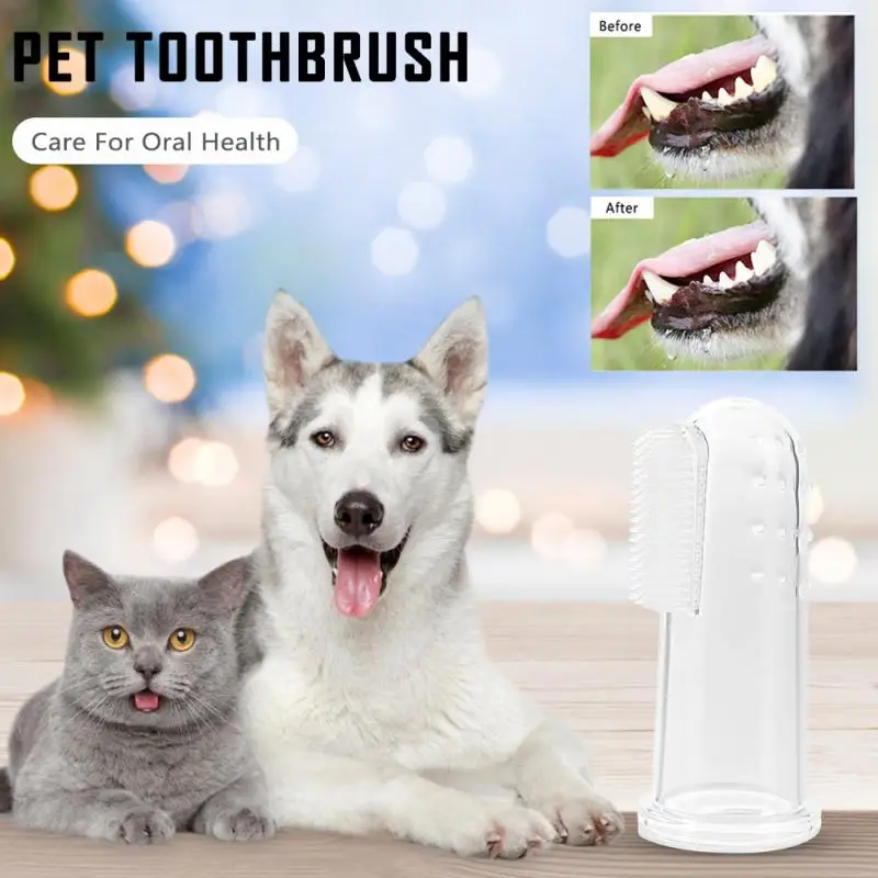 

1PC Super Soft Pet Finger Dog Toothbrush Teddy Dog Brush Bad Breath Tartar Teeth Tool Cat Cleaning Dog Supplies Accessories