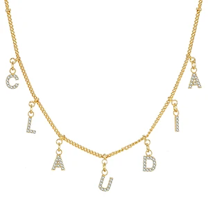 DODOAI Стразы под заказ чокер паве Кристалл Письмо ожерелье, персонализированное имя ожерелье, алмазные буквы кулон ожерелье ювелирные изделия