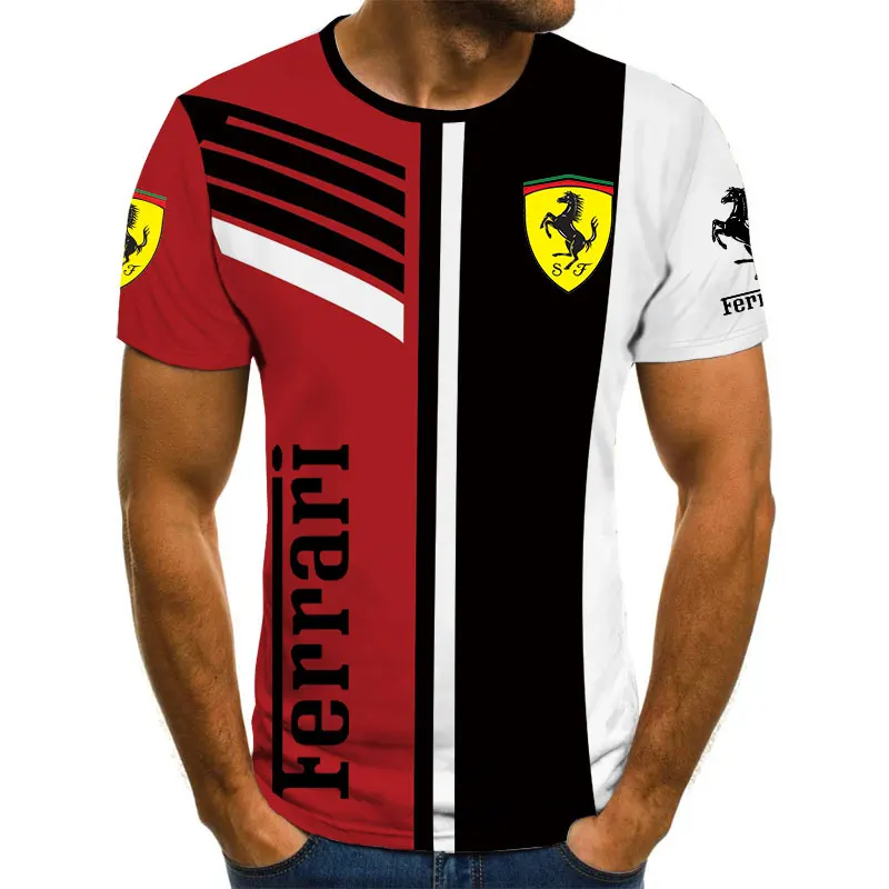 

2021 summer Harajuku new short-sleeved Ferrari men's and women's T-shirt 3D printing car casual fashion sports cool top