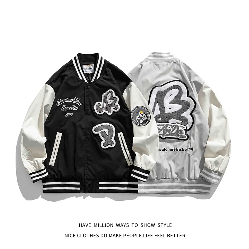 

2021 New Autumn Towel Embroid Thin Light Men's Letter Bomber Coat Unisex Women's Oversize Baseball Varsity Jacket Campus Street