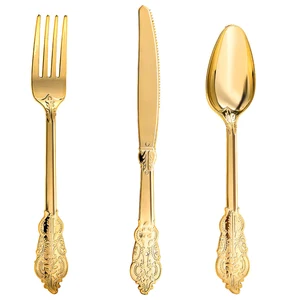 75pcs Rose Gold Plastic Silverware Disposable Flatware Set Heavyweight Plastic Cutlery Including 25  in India
