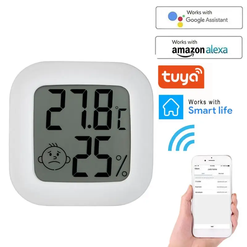 Tuya WIFI Temperature Humidity Sensor Indoor Hygrometer Thermometer Detector Smart Life Remote Control Support Alexa Google Home | Дом и сад