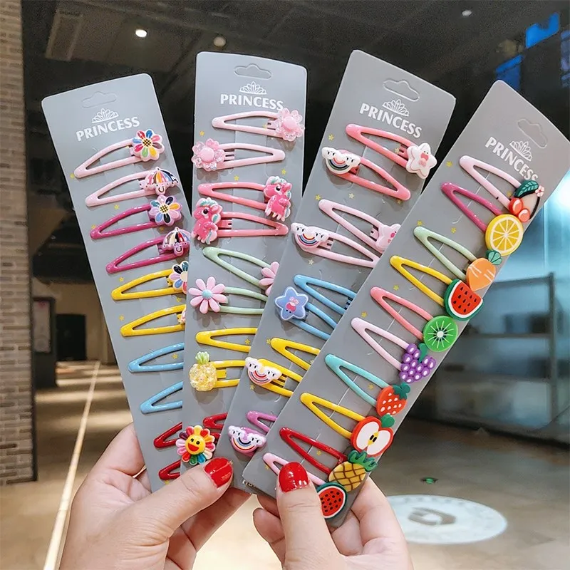 Детские новые милые Мультяшные заколки для волос с фруктами и цветами набор