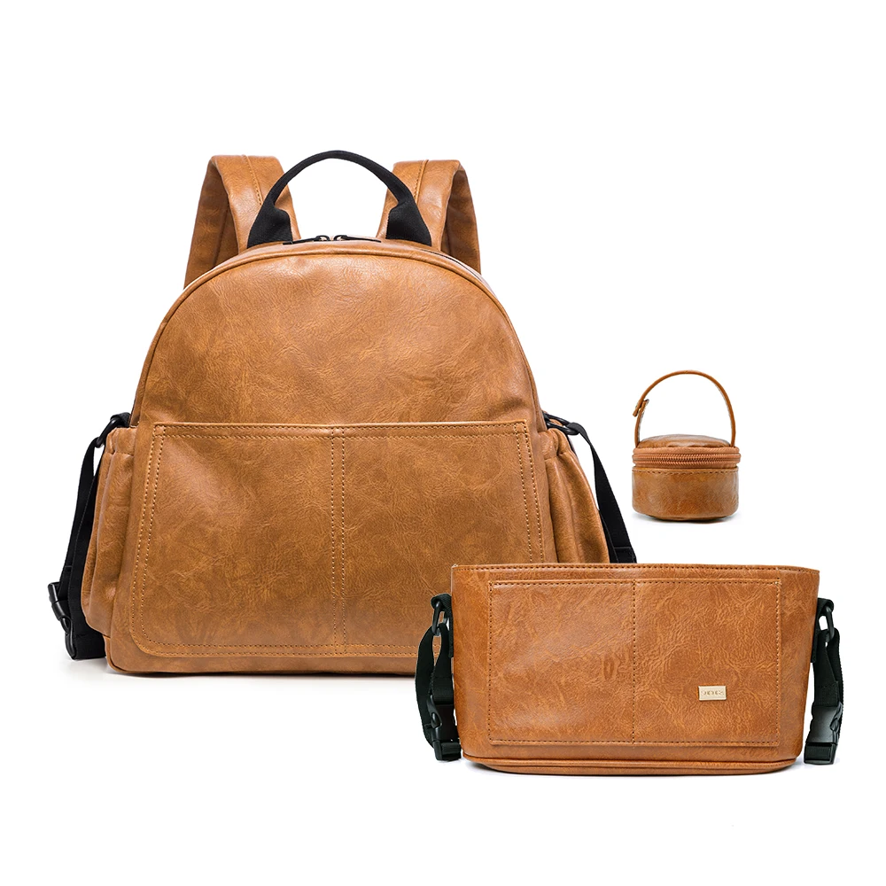 

Stylish Large Capacity Brown Baby Bag Backpack for Mother Stroller Bag with Straps Vintage Maternity Nappy Changing Bag for Mum