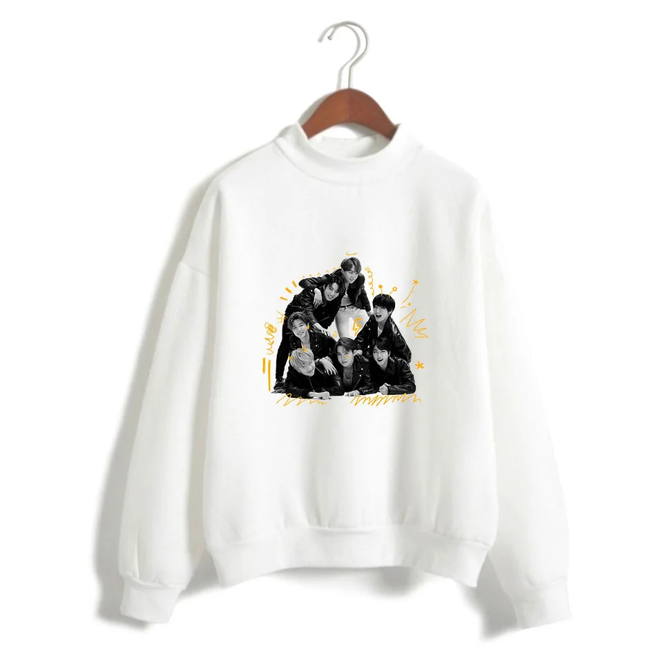 Мужская/Женская осенне-зимняя новая толстовка Bangtan с высоким воротом и принтом