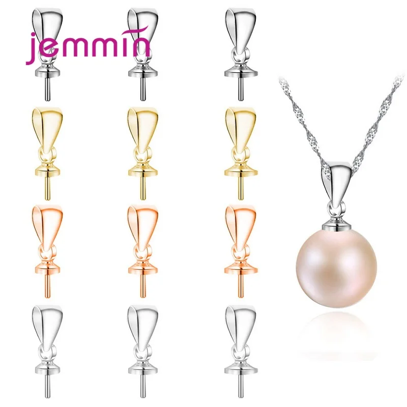 

100pcs/lot DIY 925 Sterling Silver Pendant Accessories Bead Caps Pearl Pendant Head Empty Holder Buckle Jewelry Making Suppliers
