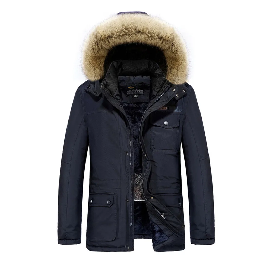 Dr.Qiiwi Men Cotton Clothes Heated Jacket Middle-Aged Casual Heated Coat For Autumn Winter Thermal Clothing - Цвет: Navy Blue