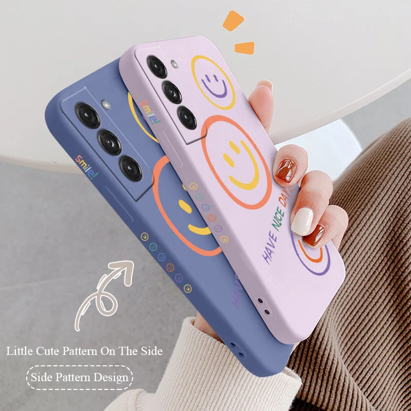 

Smiley Soft Case For Samsung Galaxy S21 S20 FE S10 Note 20 10 A72 A52 A42 A32 A71 A51 A41 A31 A21S Liquid Silicone Phone Cover