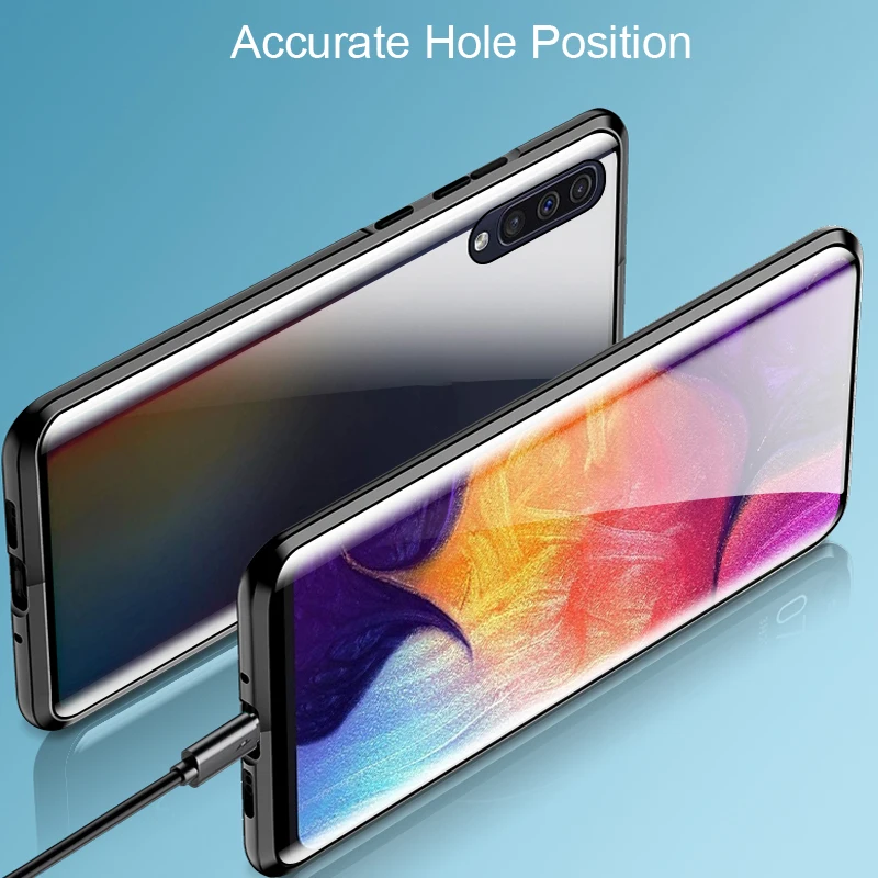Роскошный Магнитный чехол для samsung Galaxy A50 a50 металлический каркас Doubl стекло в рамке крышка GalaxyA 50 защитный чехол для телефона