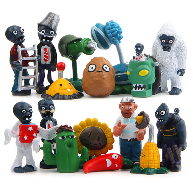 

16pcs/lot Plants vs Zombies Action Figures Toys PVZ Nut Catus Kernel-pult Treasure Yeti PVC Figure Collection Model Toy Kid Gift