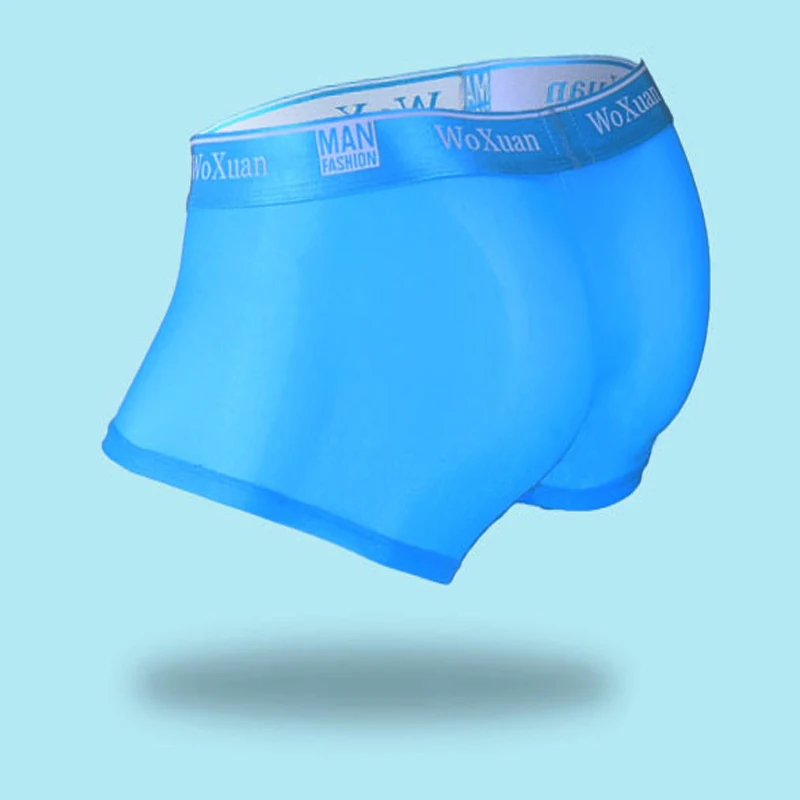 Mens Underwear Boxer Panties Thin Sexy Translucent U Convex Pouch Underpants Homme Breathable Quick Drying Silky Boxershorts