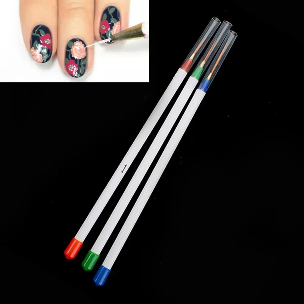 Набор из 3 предметов для рисования страйпинга кончиков дизайна ручка ногтей
