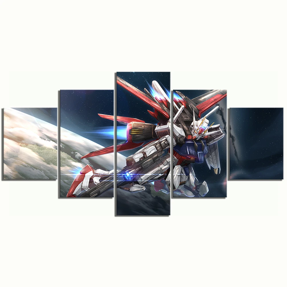 

Prints Painting Wall Art 5 Panel GUNDAM Animation Robot Pictures Modular Canvas Poster Modern Home Decoration Bedside Backgroun