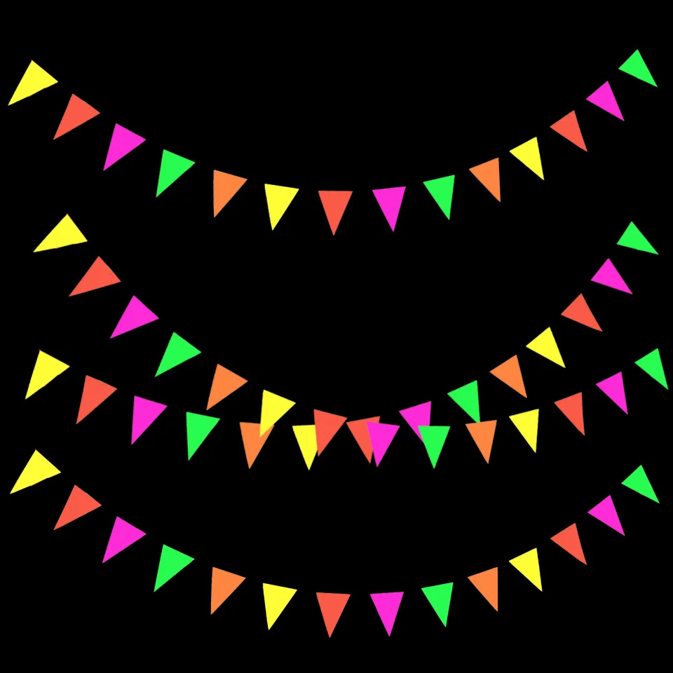 

Fluorescent Neon Paper Triangle Banners Streamer Light Reactive Glow Luminous Baby Shower Kid Birthday Party Wedding Decorations