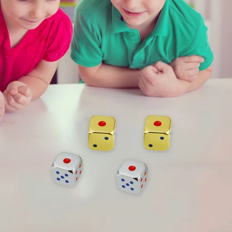 

New Pattern 2Pcs/Pack 18mm Color Alloy Dice Game Props Educational Toys for Children Solid Color Digital Dice