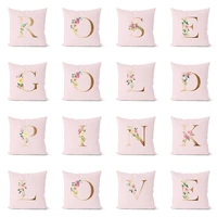 modern simple pillow cover home decoration pink golder letter rose printed cushion covers car sofa throw pillows case 4545cm