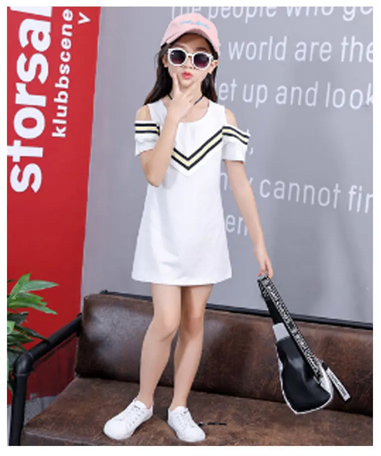 Kids Dresses for Girls Cotton Strapless Patchwork Fashion Girl Summer Dress 3 4 5 6 7 8 9 10 11 12 Years Children Teen Clothing | Детская